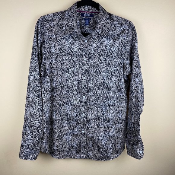 Chaps No Iron Animal Print Button Down Shirt M - Picture 1 of 9